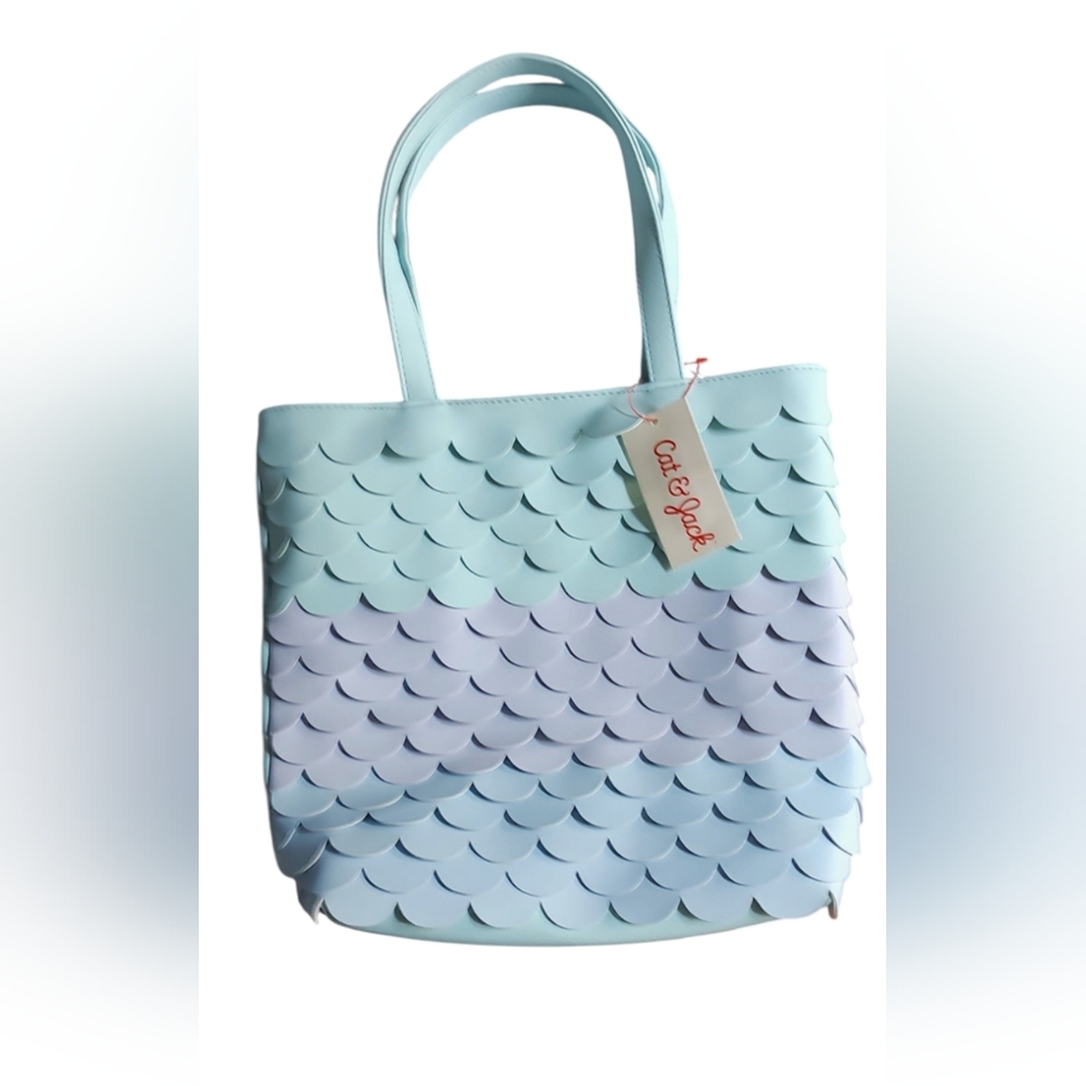 Cat & Jack Aqua and Lavender Scalloped Tote
